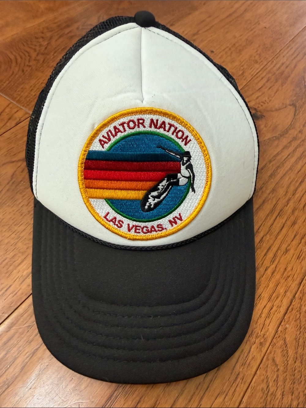 Aviator Nation Black & White Trucker Hat with Colorful Patch
